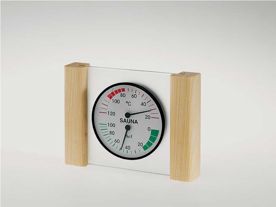 <strong>Thermo-Hygrometer</strong><br>Exklusiv mit Glas-Holzrahmen
